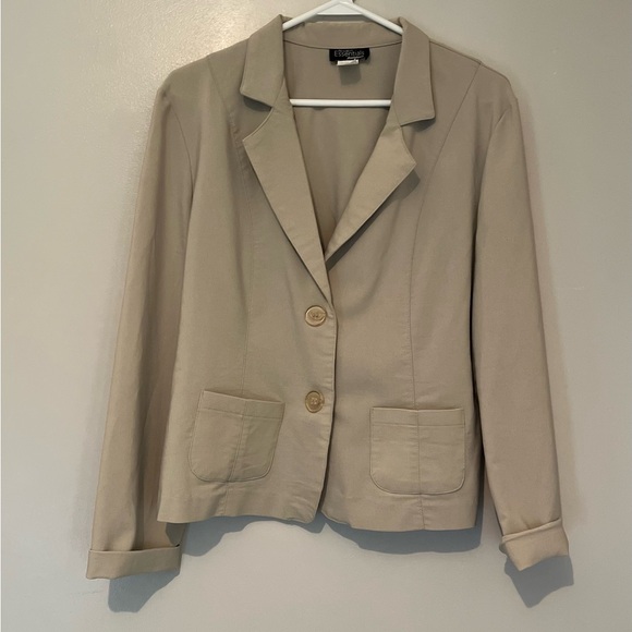 Modern Essentials Juniors Large Tan Blazer Tailored Fit Notched Lapels - Picture 4 of 9